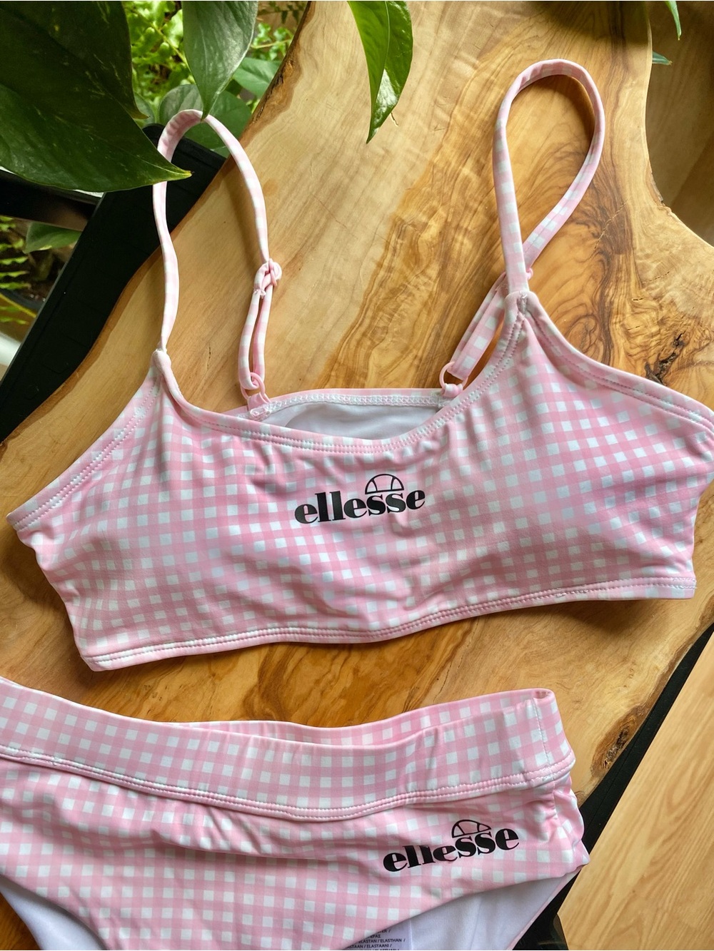 ellesse Pink Gingham Bikini Set Swimsuit - Picture 1 of 9